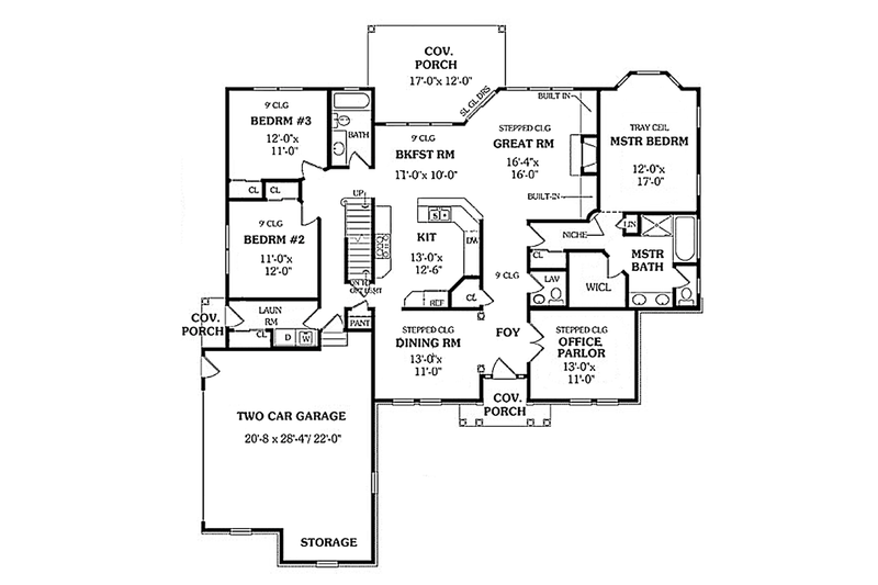 Architectural House Design - Floor Plan - Main Floor for Colonial House Plan #314-274 - 3 bed, 2.5 bath