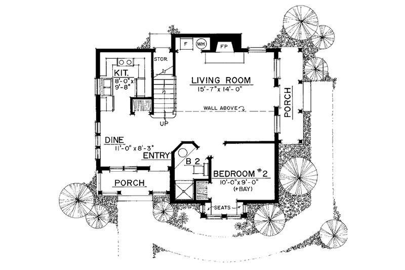 Home Plan - Floor Plan - Main Floor for Craftsman House Plan #1016-51 - 2 bed, 2 bath