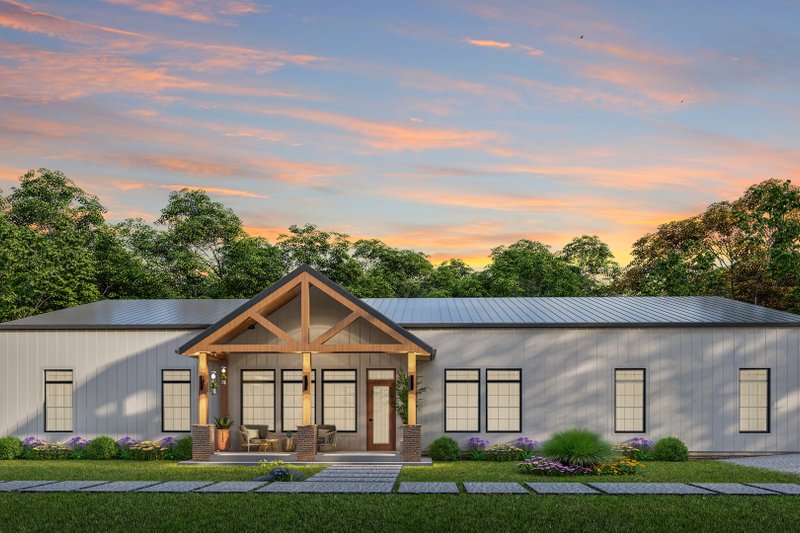 House Blueprint - Exterior - Front Elevation 3 for Barndominium House Plan #1117-5 - 4 bed, 3.5 bath