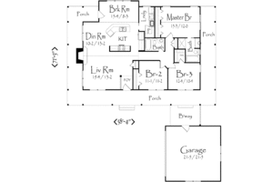 Floor Plan - Main Floor 1 for Country House Plan #71-103 - 3 bed, 2 bath