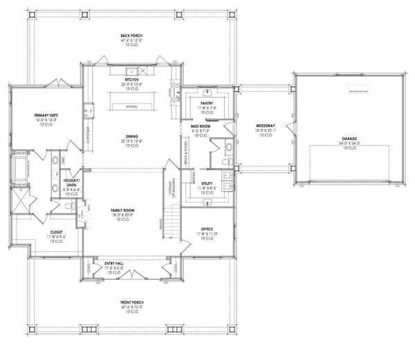 Dream House Plan - Farmhouse Floor Plan - Main Floor Plan #1096-186