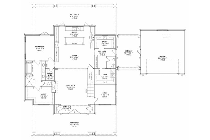 House Plan Design - Floor Plan - Main Floor for Farmhouse House Plan #1096-186 - 4 bed, 3.5 bath