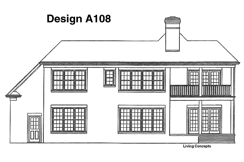 House Design - Exterior - Rear Elevation for Traditional House Plan #453-97 - 3 bed, 2.5 bath