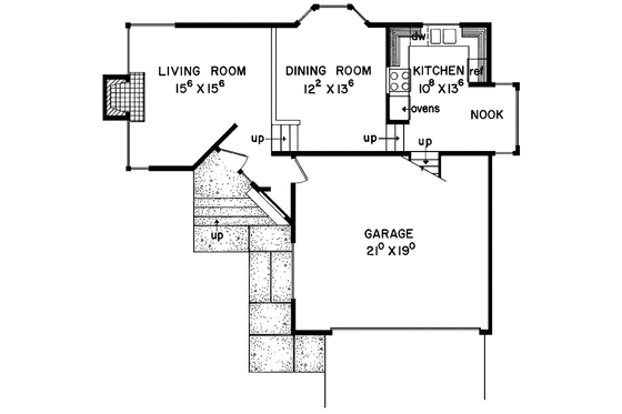 Floor Plan - Main Floor for Colonial House Plan #60-848 - 3 bed, 2 bath