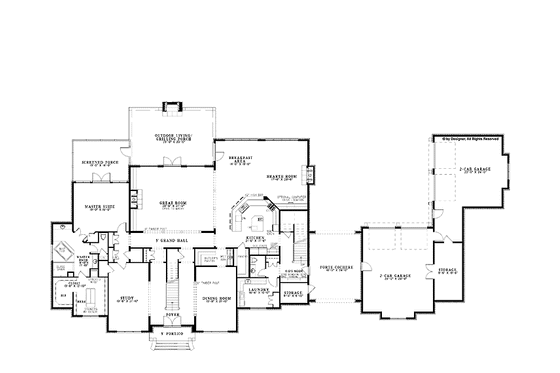 Floor Plan - Main Floor for Country House Plan #17-3346 - 4 bed, 4.5 bath