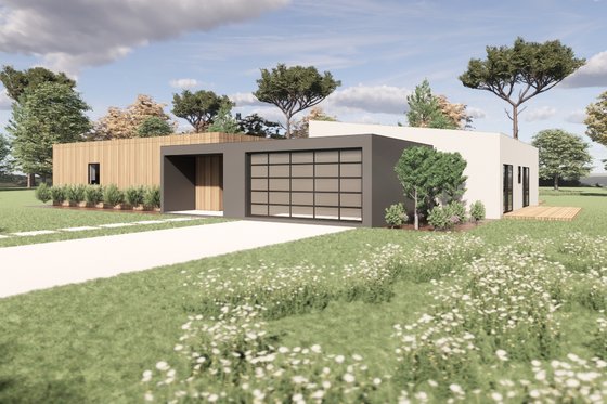 Mid-Century Modern House Plan with Outdoor Living