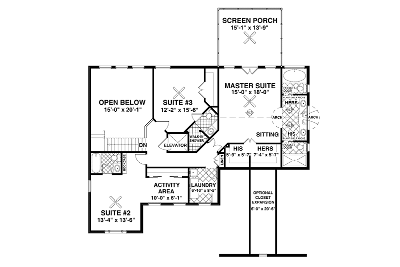 Home Plan - Floor Plan - Upper Floor for Traditional House Plan #56-678 - 4 bed, 4 bath