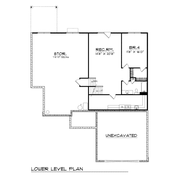 House Blueprint - Traditional Floor Plan - Lower Floor Plan #70-233