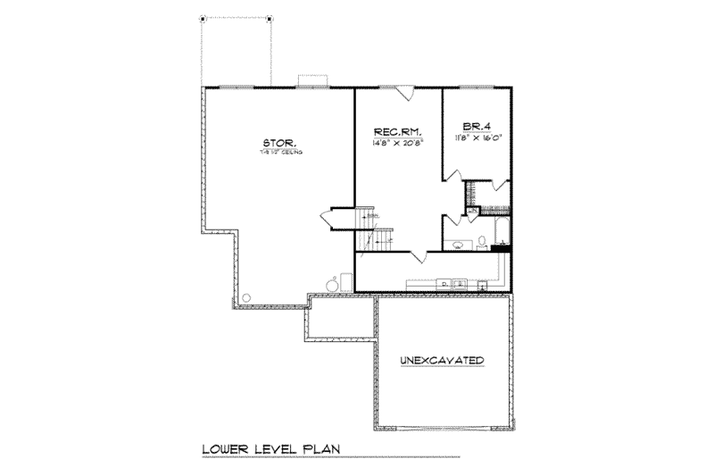 Home Plan - Floor Plan - Lower Floor for Traditional House Plan #70-233 - 3 bed, 2.5 bath