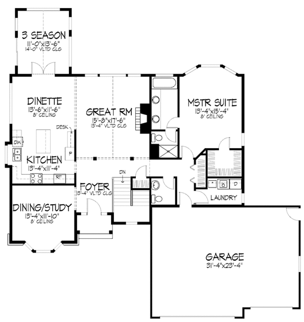 Dream House Plan - Country Floor Plan - Main Floor Plan #51-888
