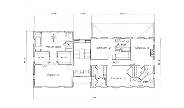 House Blueprint - Classical Floor Plan - Upper Floor Plan #992-7