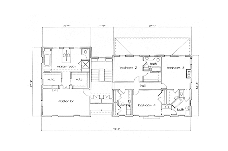 Architectural House Design - Floor Plan - Upper Floor for Classical House Plan #992-7 - 4 bed, 3.5 bath