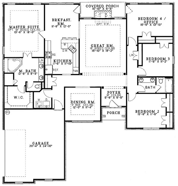 Dream House Plan - Ranch Floor Plan - Main Floor Plan #17-3087