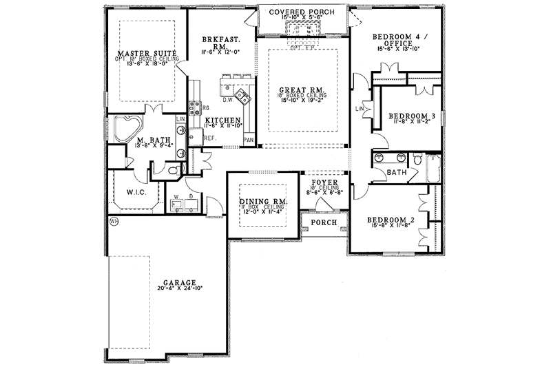 Dream House Plan - Floor Plan - Main Floor for Ranch House Plan #17-3087 - 4 bed, 2 bath