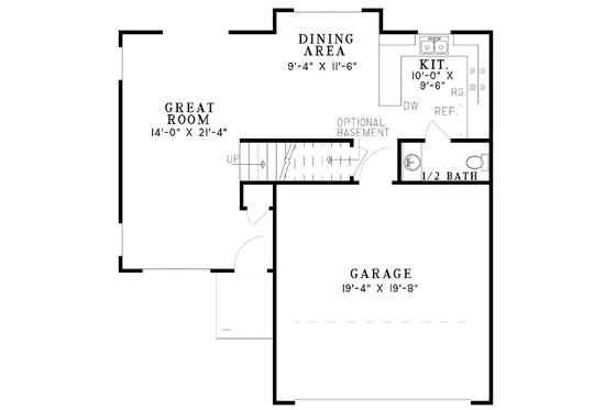 Floor Plan - Main Floor for Colonial House Plan #17-3041 - 3 bed, 2.5 bath