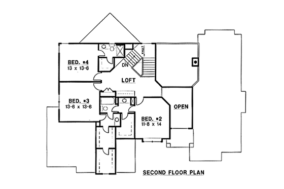 Floor Plan - Upper Floor for Modern House Plan #67-157 - 4 bed, 4 bath