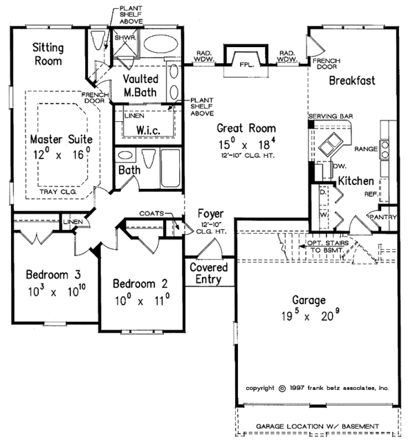 House Design - Ranch Floor Plan - Main Floor Plan #927-215