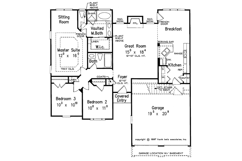 Dream House Plan - Floor Plan - Main Floor for Ranch House Plan #927-215 - 3 bed, 2 bath