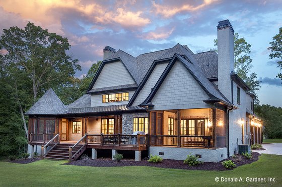 Exterior - Rear Elevation 1 for European House Plan #929-855 - 5 bed, 4 bath