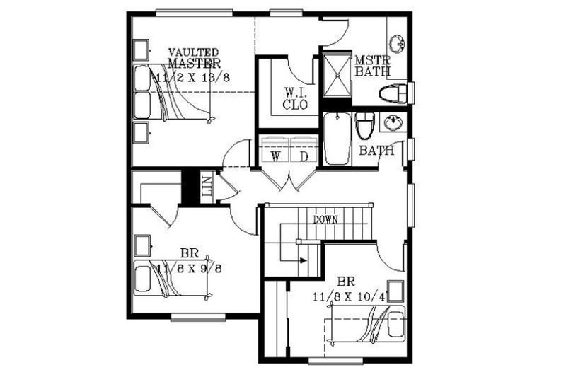 Dream House Plan - Floor Plan - Upper Floor for Bungalow House Plan #53-416 - 3 bed, 2.5 bath
