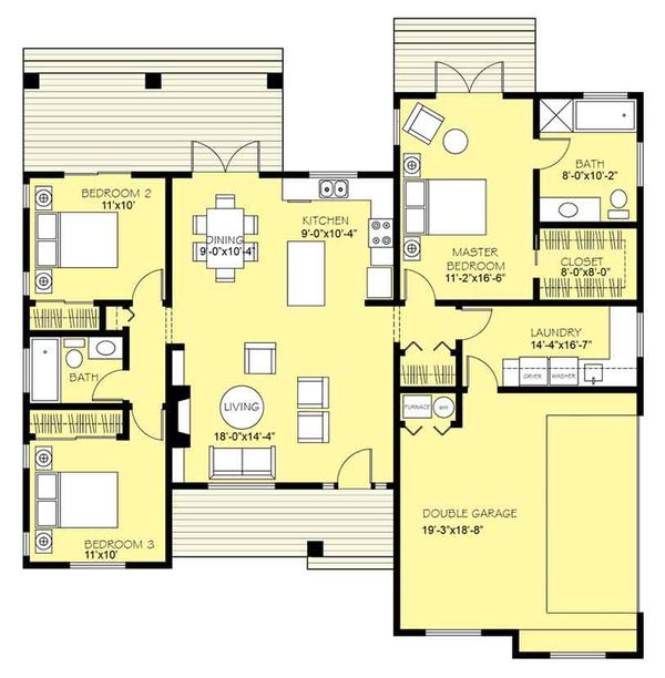 Architectural House Design - Ranch Floor Plan - Main Floor Plan #18-9547