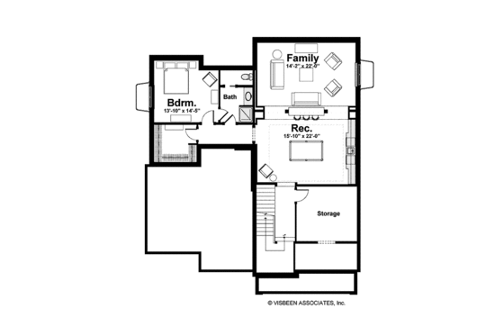 Floor Plan - Lower Floor for Craftsman House Plan #928-228 - 4 bed, 4 bath
