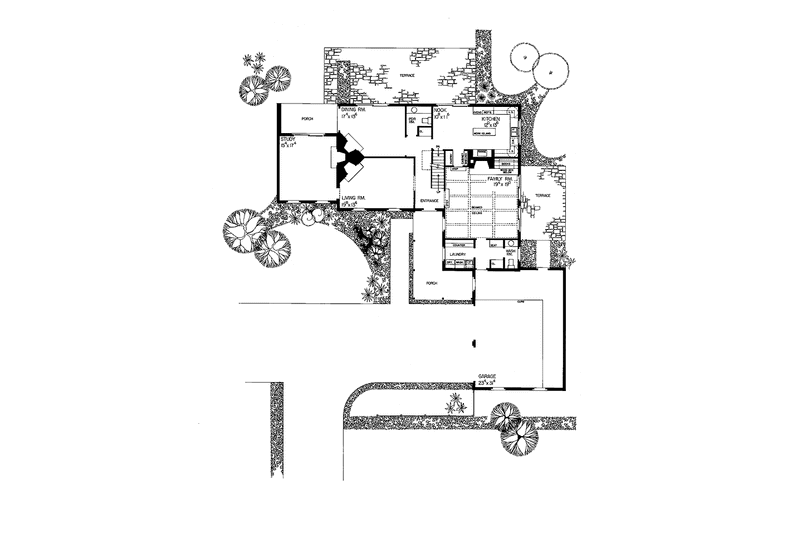 House Design - Floor Plan - Main Floor for Country House Plan #72-645 - 4 bed, 2 bath