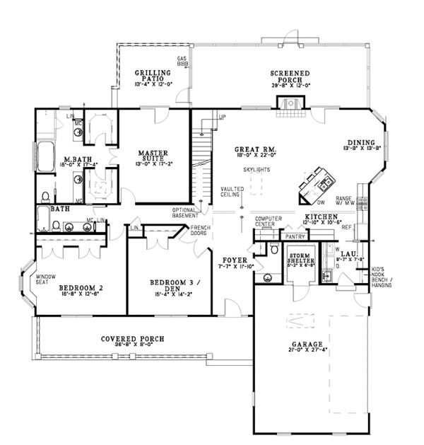 House Design - Country Floor Plan - Main Floor Plan #17-3216