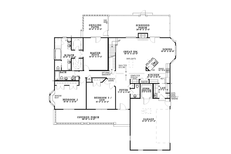 Dream House Plan - Floor Plan - Main Floor for Country House Plan #17-3216 - 4 bed, 3.5 bath