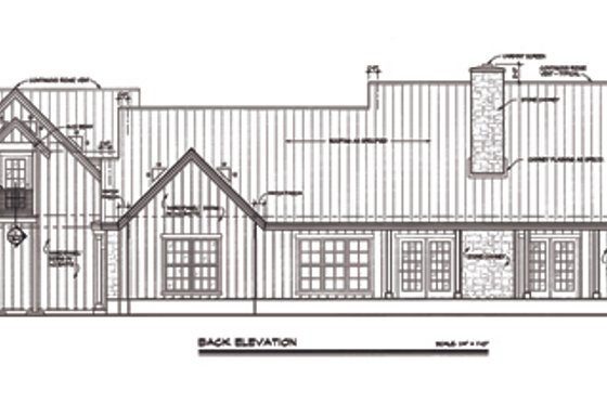 Exterior - Rear Elevation for Country House Plan #140-104 - 4 bed, 3.5 bath