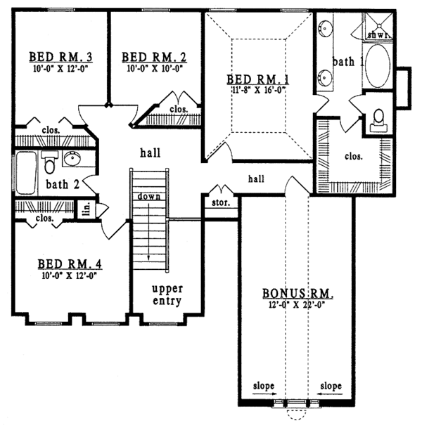 Architectural House Design - Country Floor Plan - Upper Floor Plan #42-490