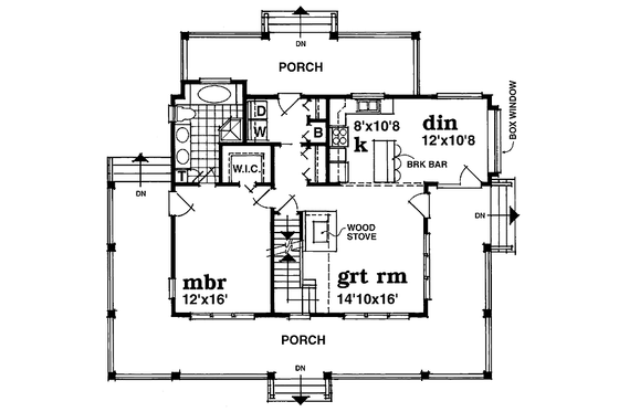 Floor Plan - Main Floor for Country House Plan #47-385 - 3 bed, 2 bath