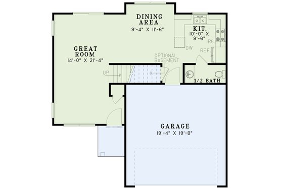 Floor Plan - Main Floor for Traditional House Plan #17-427 - 3 bed, 2.5 bath