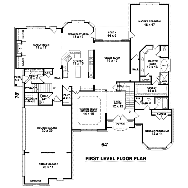 Colonial Floor Plan - Main Floor Plan #81-1620