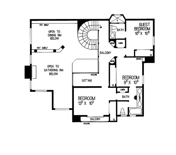 Architectural House Design - Mediterranean Floor Plan - Upper Floor Plan #72-842