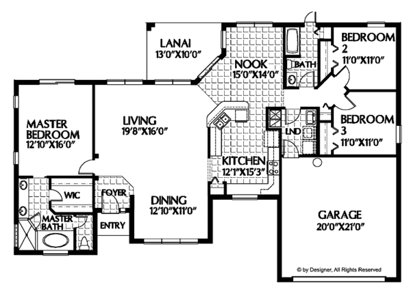 Architectural House Design - Mediterranean Floor Plan - Main Floor Plan #999-35