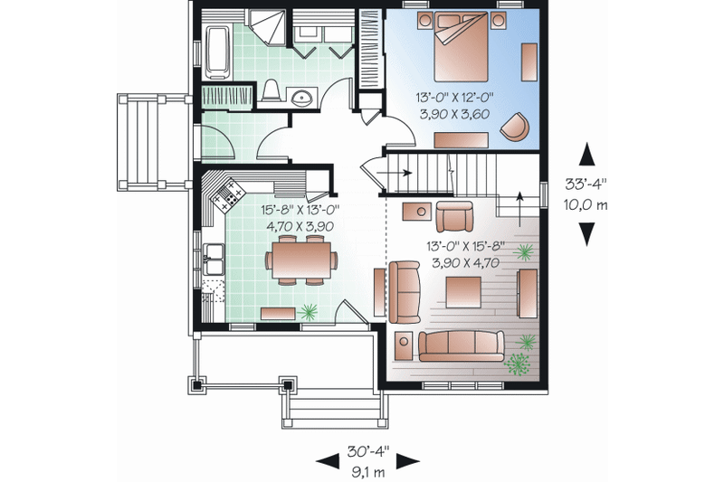 Home Plan - Floor Plan - Main Floor for Cottage House Plan #23-2283 - 3 bed, 2 bath