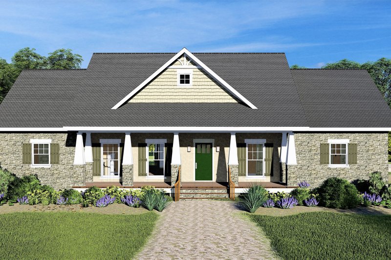 Architectural House Design - Craftsman Exterior - Front Elevation Plan #44-241