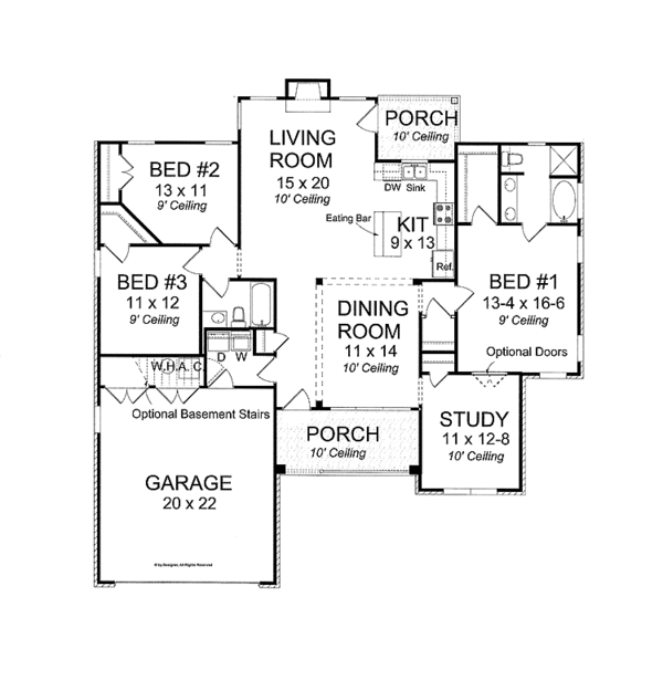 House Plan Design - Traditional Floor Plan - Main Floor Plan #513-2116