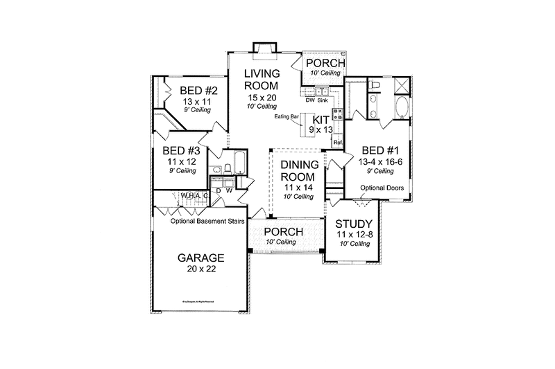 Home Plan - Floor Plan - Main Floor for Traditional House Plan #513-2116 - 3 bed, 2 bath