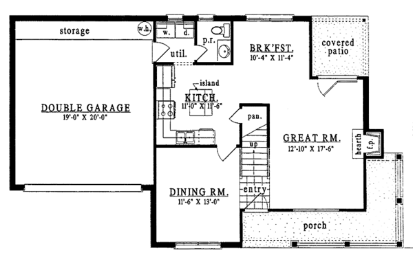Architectural House Design - Country Floor Plan - Main Floor Plan #42-492