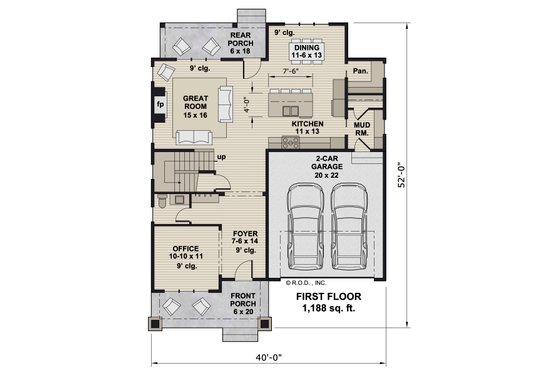 Floor Plan - Main Floor for Bungalow House Plan #51-1358 - 4 bed, 2.5 bath