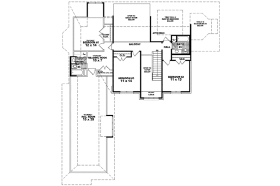 Floor Plan - Upper Floor for Traditional House Plan #81-579 - 3 bed, 3 bath