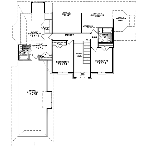 Traditional Floor Plan - Upper Floor Plan #81-579
