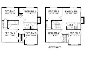 Floor Plan - Upper Floor for Traditional House Plan #40-385 - 5 bed, 2.5 bath