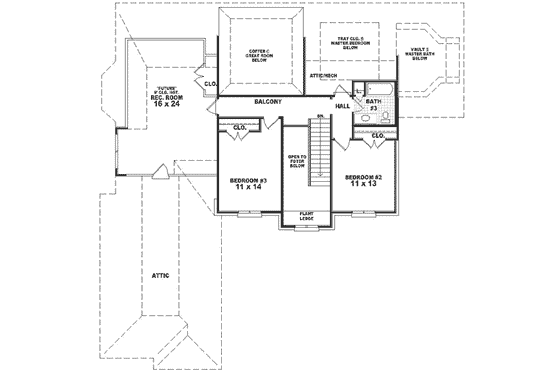 Floor Plan - Upper Floor for European House Plan #81-340 - 4 bed, 3 bath