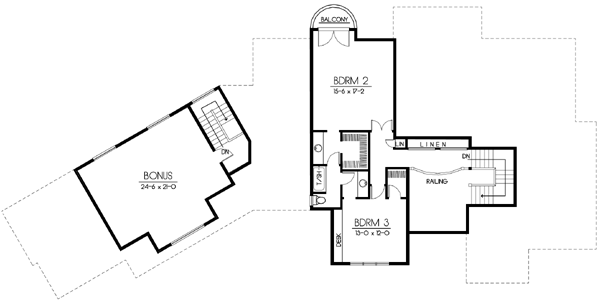 Traditional Floor Plan - Upper Floor Plan #100-453