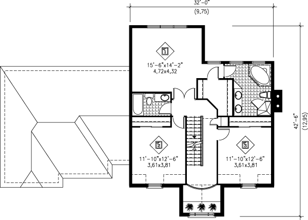 European Floor Plan - Upper Floor Plan #25-213