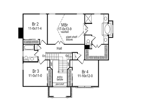 Floor Plan - Upper Floor for Traditional House Plan #57-270 - 4 bed, 2.5 bath