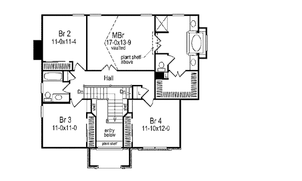 Traditional Floor Plan - Upper Floor Plan #57-270